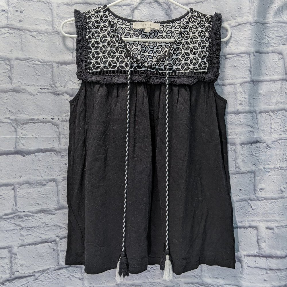 LOFT black & white casual top blouse